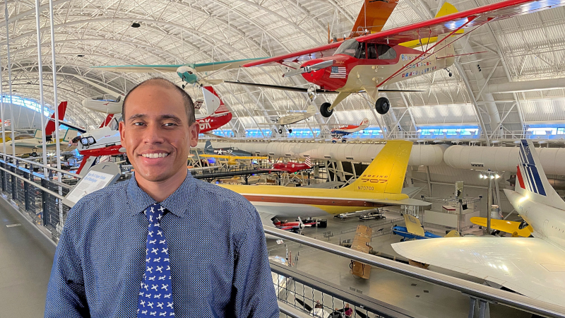 David Aughinbaugh II with a Boeing 367-80 or Boeing 707 in the Background