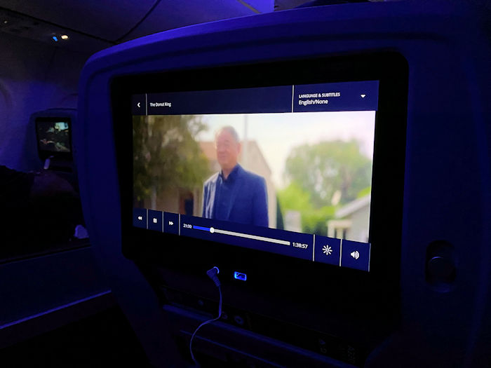 The Donut King Cambodia Delta A220-300 First Class IFE screen