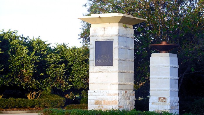 A Photo of a Lake Nona Orlando Florida Entrance Post 