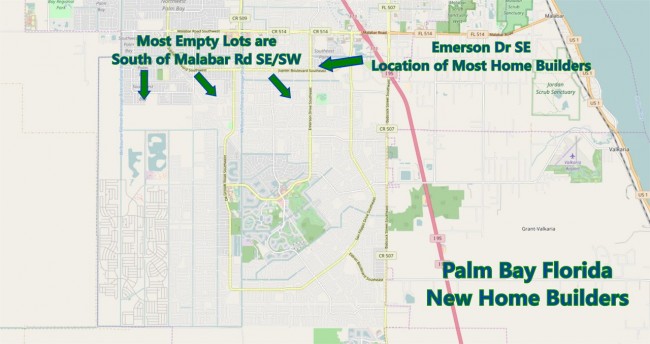 Palm Bay Florida New Home Builders Map