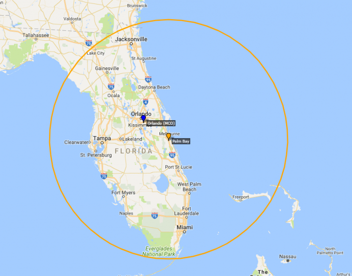 David's Areas Served 200 mi Radius Map From Palm Bay
